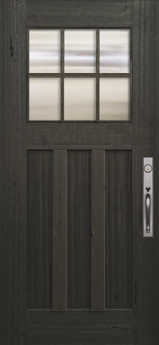 36" x 80" Craftsman 6 Lite SDL 3 Panel Mahogany Door