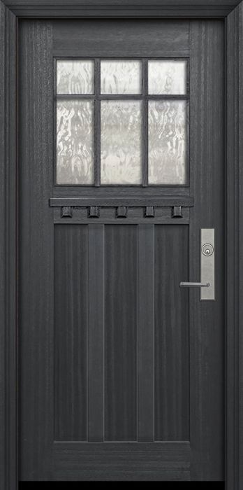 36" x 80" Craftsman Marginal 6 Lite SDL 3 Panel Mahogany Door