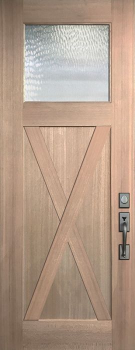 36" x 96" Craftsman 1 Lite X Panel Mahogany Door