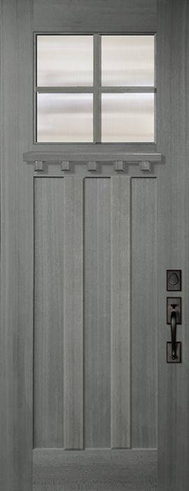 36" x 96" Craftsman 4 Lite SDL 3 Panel Mahogany Door