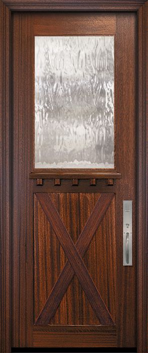 36" x 96" Craftsman Tall 1 Lite X Panel Mahogany Door