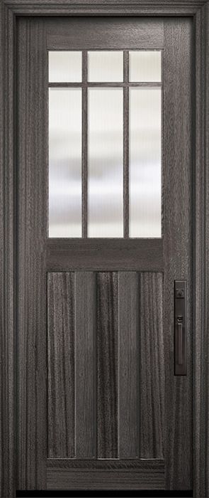 36" x 96" Craftsman Tall Marginal 6 Lite SDL 3 Panel Mahogany Door