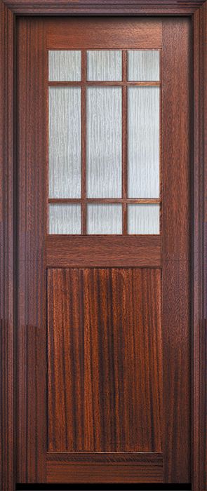 36" x 96" Craftsman Tall Marginal 9 Lite SDL 1 Panel Mahogany Door