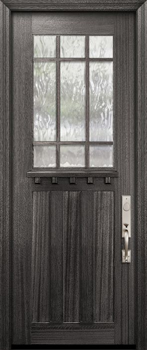 36" x 96" Craftsman Tall Marginal 9 Lite SDL 3 Panel Mahogany Door