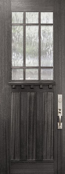 36" x 96" Craftsman Tall Marginal 9 Lite SDL 3 Panel Mahogany Door