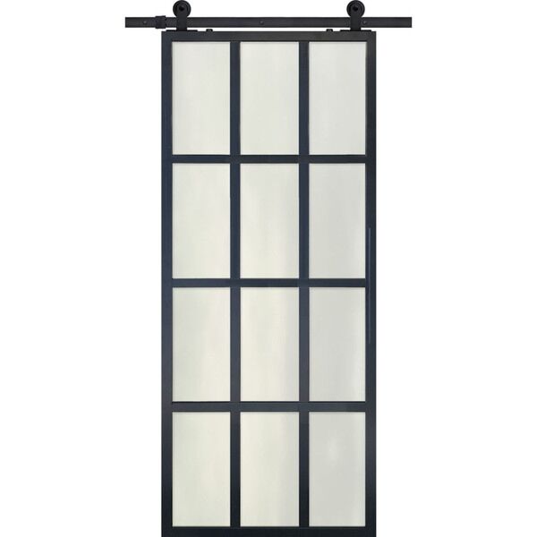 12 Lite Contemporary Metal Single Barn Door