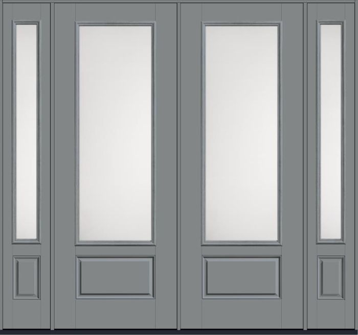 96 Satin Etch 3/4 Lite 1 Panel Smooth Fiberglass Double Door,Sidelites , WBD Impact