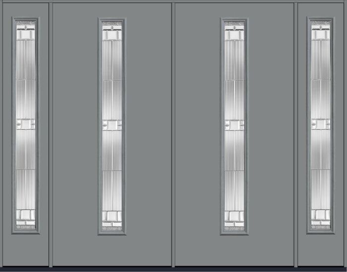 80 Saratoga Modern Pulse Linea Centered Smooth Fiberglass Double Door,Sidelites , WBD Impact