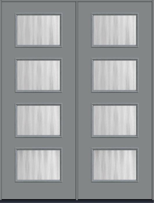 96 Chinchilla Modern Pulse Ari 4-Lite Smooth Fiberglass Double Doors , WBD Impact