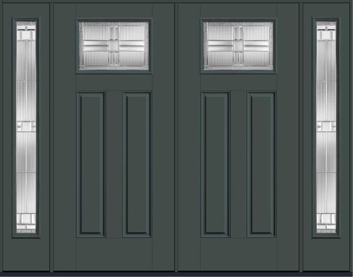 80 Saratoga Craftsman Top View 2 Panel Smooth Fiberglass Double Door,Sidelites , WBD Impact