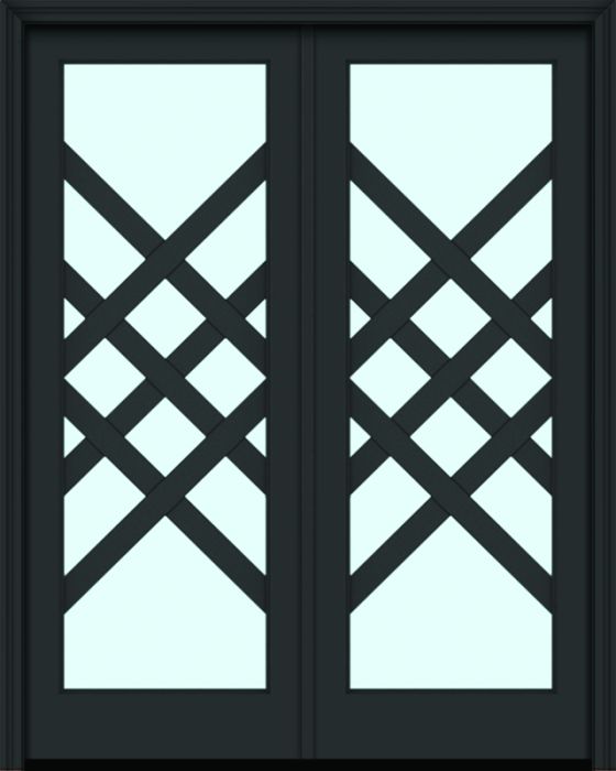 Impact 96" Full Lite 3.5" Designer SDL Celtic Nova 90 Modern Smooth Fiberglass Double Door