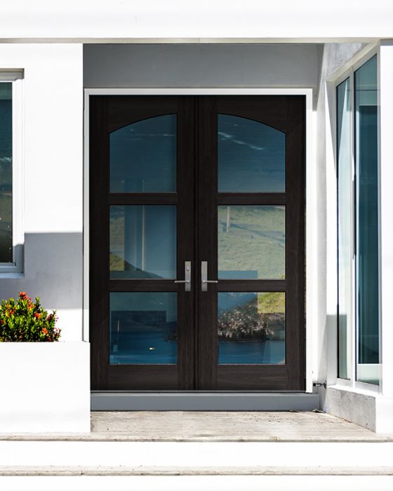 96" Mahogany Clearwater 3 Lite SDL Double Door | HVHZ Impact