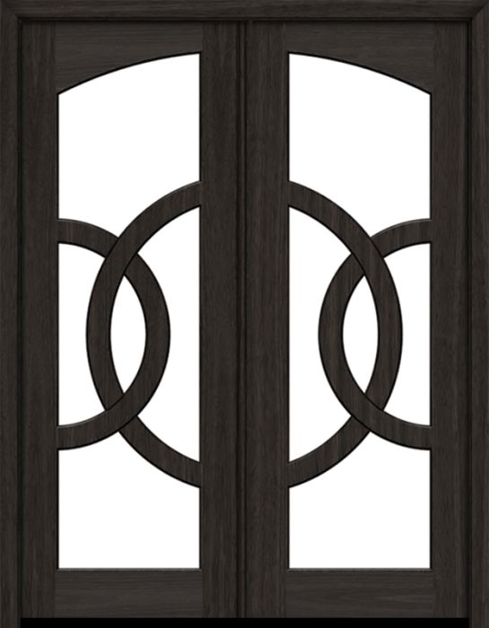 96" Mahogany Clearwater Halo Lite SDL Double Door | HVHZ Impact