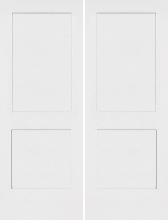 80" Monroe 2 Panel Shaker Solid Core Smooth Double Door|1-3/8" Thick