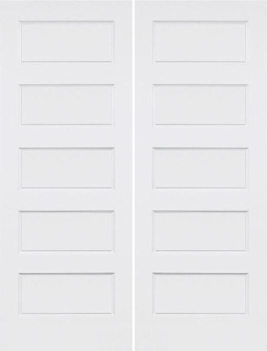 80" Conmore 5 Panel Shaker Hollow Core Smooth Double Door|1-3/8" Thick