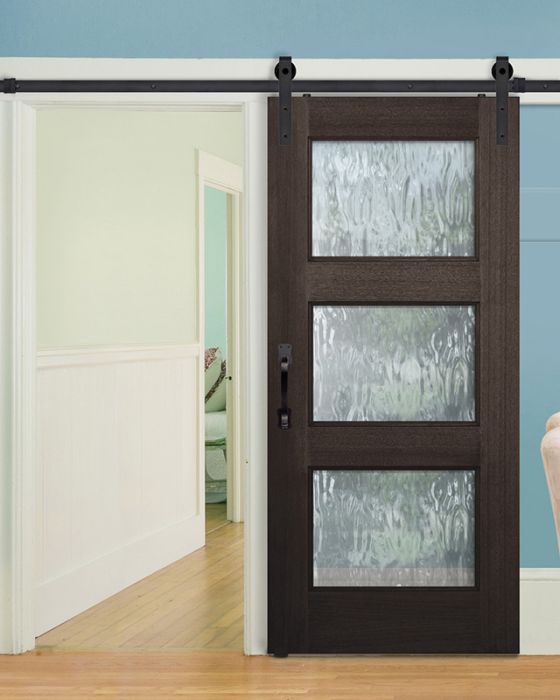 80" Mahogany Continental 3 Lite Single Barn Door