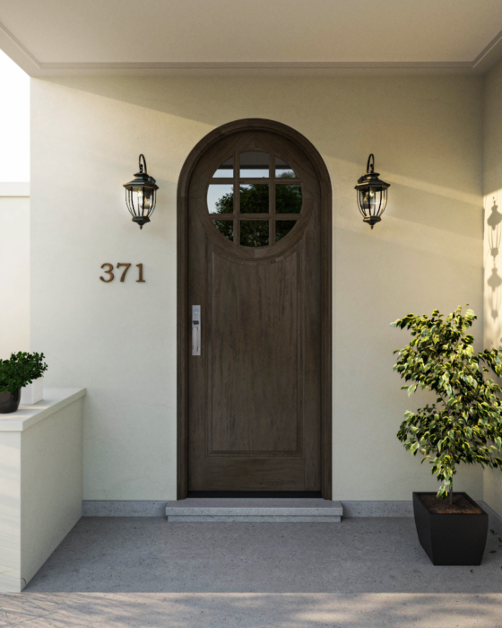 Mahogany Circle Round Top 9 Lite, Top View SDL 1 Panel Single Door|GC901-RT-OG
