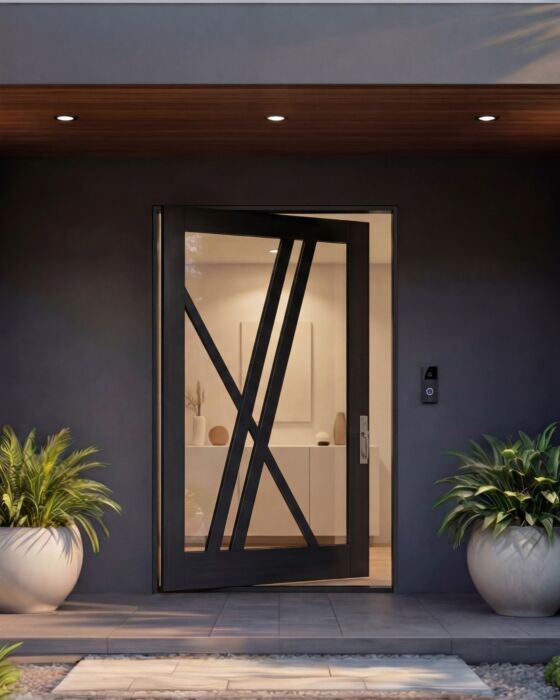 Cruxa | 1, Full Glass, Full SDL Contemporary Shaker Pivot Door
