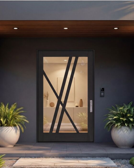 Cruxa | 1, Full Glass, Full SDL Contemporary Shaker Pivot Door