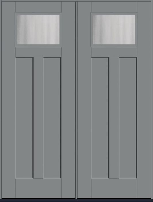 96 Chinchilla Craftsman Top View 2 Panel Shaker Smooth Fiberglass Double Doors , WBD Impact