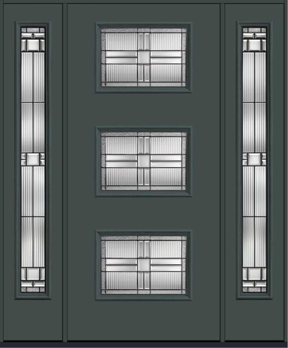 80 Saratoga Modern Pulse Ari 3-Lite Smooth Fiberglass Single Door,Sidelites , WBD Impact