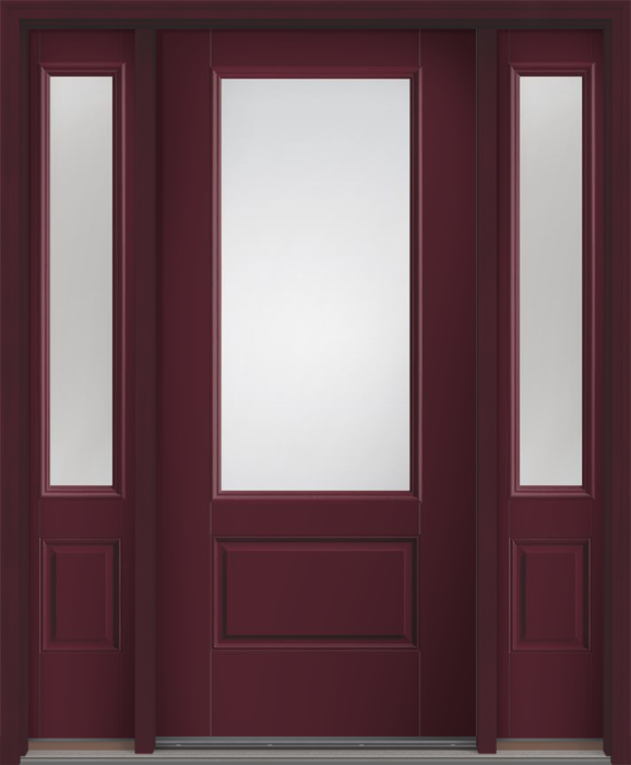 80 Low-E 3/4 Lite 1 Panel Smooth Fiberglass Single Door,Sidelites , WBD Impact