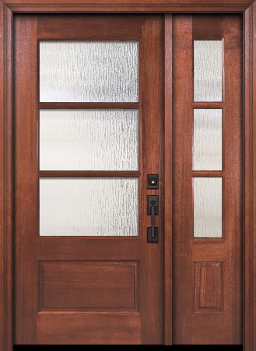 80" 2/3 Lite 3 Lite SDL DoorCraft Mahogany Door /1side