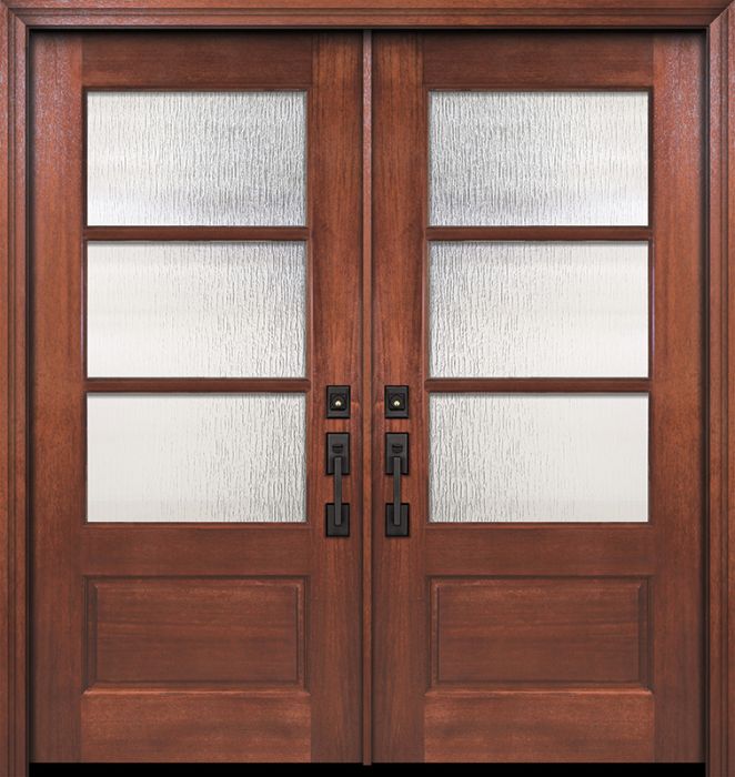 80" Double 2/3 Lite 3 Lite SDL DoorCraft Mahogany Door