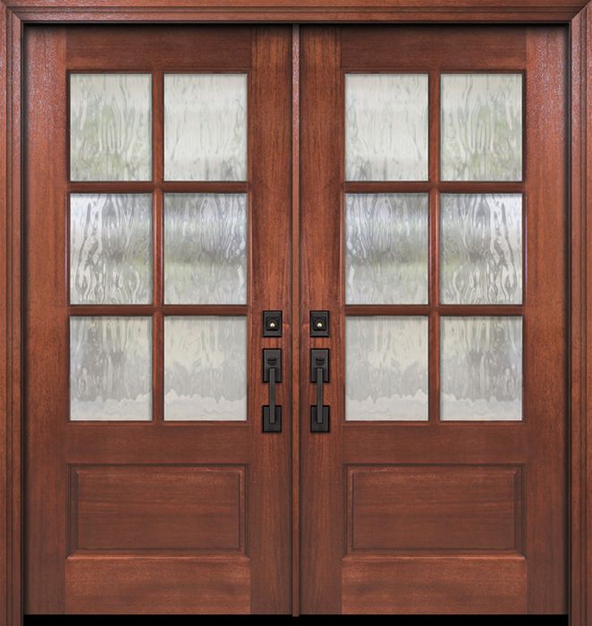 80" Double 2/3 Lite 6 Lite SDL DoorCraft Mahogany Door