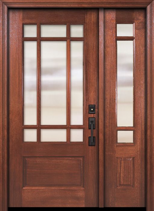 80" 2/3 Lite Marginal 9 Lite SDL DoorCraft Mahogany Door /1side