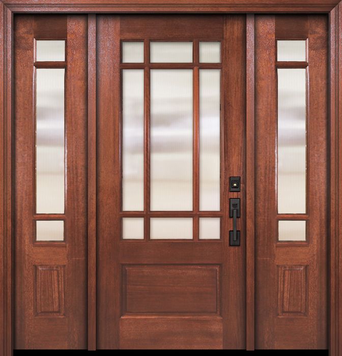 80" 2/3 Lite Marginal 9 Lite SDL DoorCraft Mahogany Door /2side