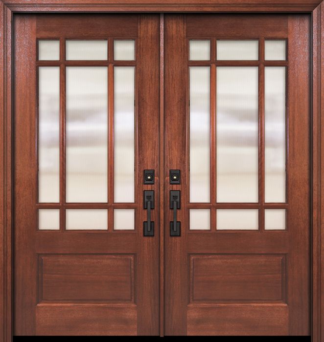 80" Double 2/3 Lite Marginal 9 Lite SDL DoorCraft Mahogany Door
