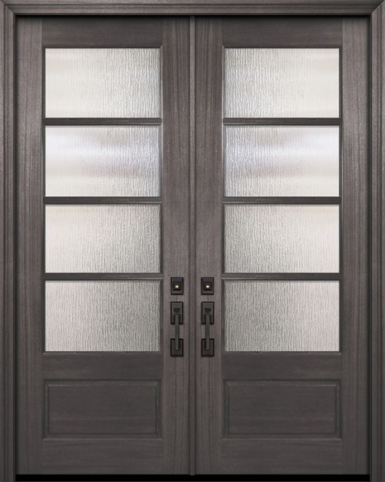 96" Double 3/4 Lite 4 Lite Horizontal SDL DoorCraft Mahogany Door