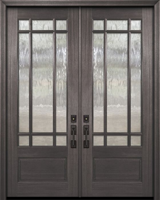 96" Double 3/4 Lite Marginal 9 Lite SDL DoorCraft Mahogany Door