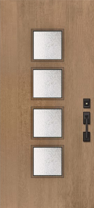 80" Venice Woodcraft Mahogany Contemporary Door w/Textured Glass