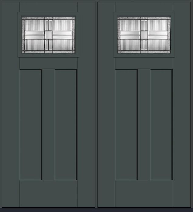 80 Saratoga Craftsman Top View 2 Panel Shaker Smooth Fiberglass Double Doors , WBD Impact