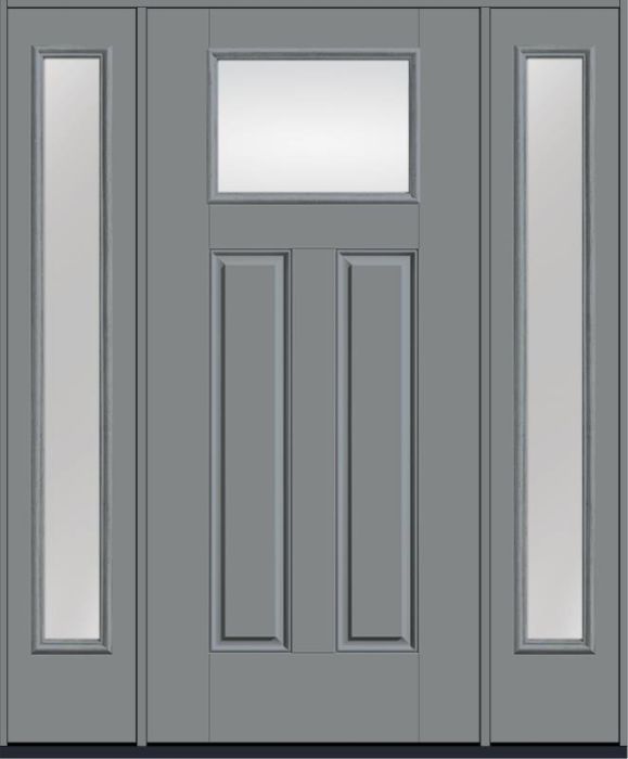 80 Low-E Craftsman Top View 2 Panel Smooth Fiberglass Single Door,Sidelites , WBD Impact