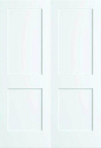 80" 1-3/4" 2-Panel Shaker Primed Wood Double Door