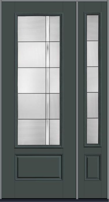 96 Axis 3/4 Lite 1 Panel Smooth Fiberglass Single Door,Sidelite , WBD Impact
