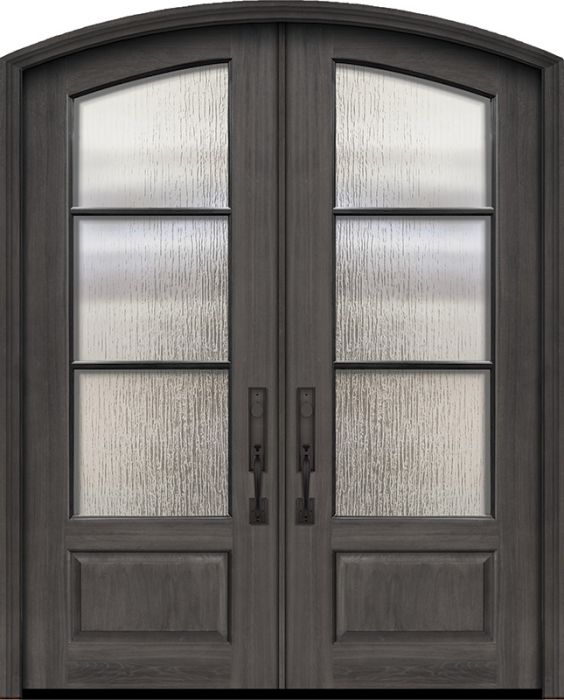 36" x 96" Double Arch Top 3 Lite SDL DoorCraft Mahogany Door