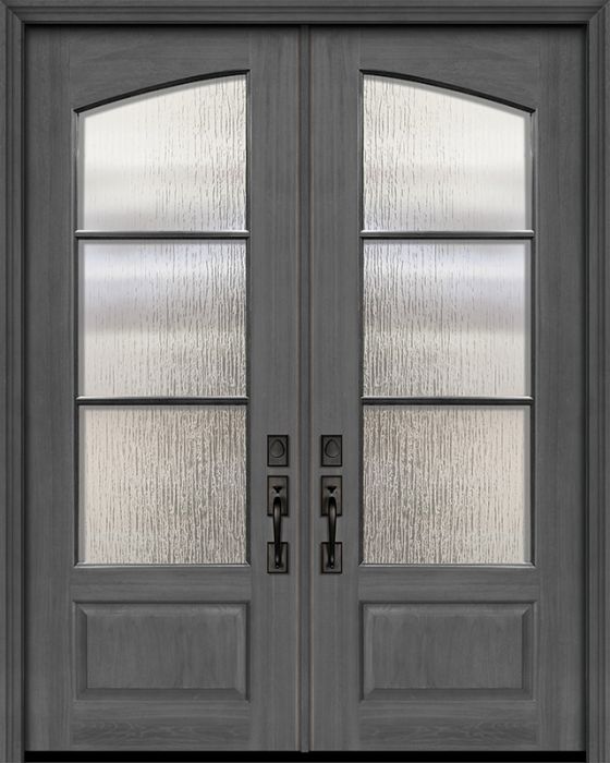 36" x 96" Double Square Top Arch 3 Lite SDL DoorCraft Mahogany Door