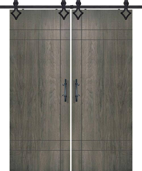 107" Birch Inglewood Solid Contemporary Double Barn Door