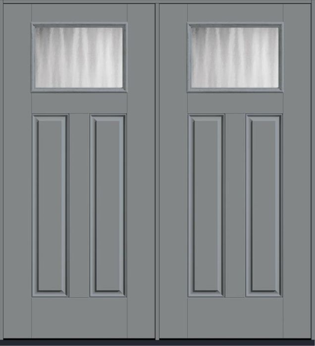 80 Chinchilla Craftsman Top View 2 Panel Smooth Fiberglass Double Doors , WBD Impact