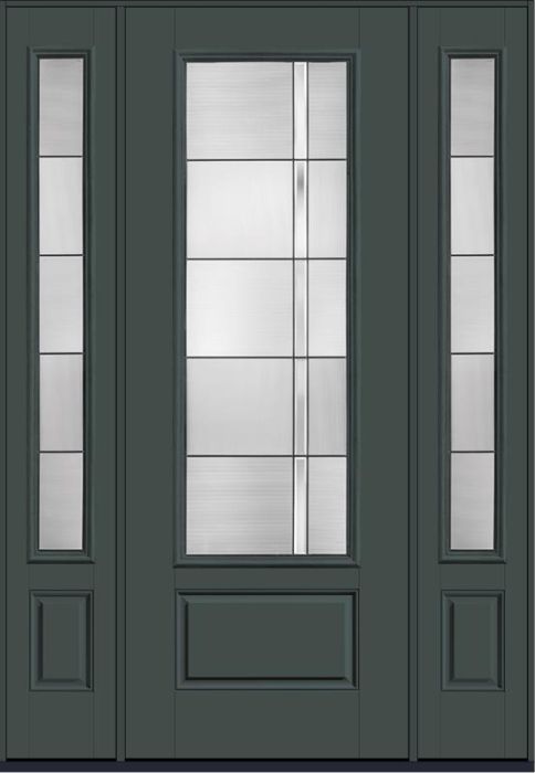 96 Axis 3/4 Lite 1 Panel Smooth Fiberglass Single Door,Sidelites , WBD Impact