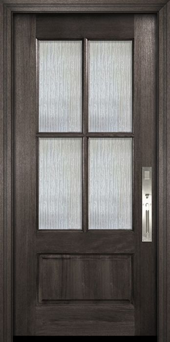 80" 4 Lite TDL DoorCraft Mahogany Door w/Textured Glass