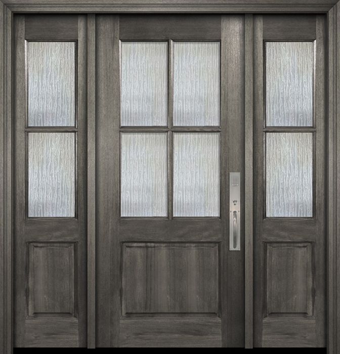 80" 4 Lite TDL Large Panel DoorCraft Mahogany Door /2side w/Textured Glass