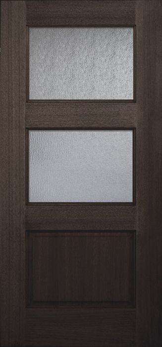 80" 2 lite TDL Continental DoorCraft Mahogany Door w/Textured Glass
