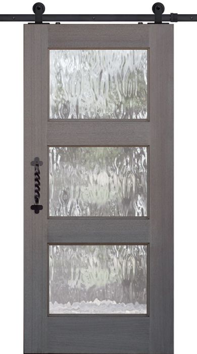 80" Mahogany Continental 3 Lite Single Barn Door
