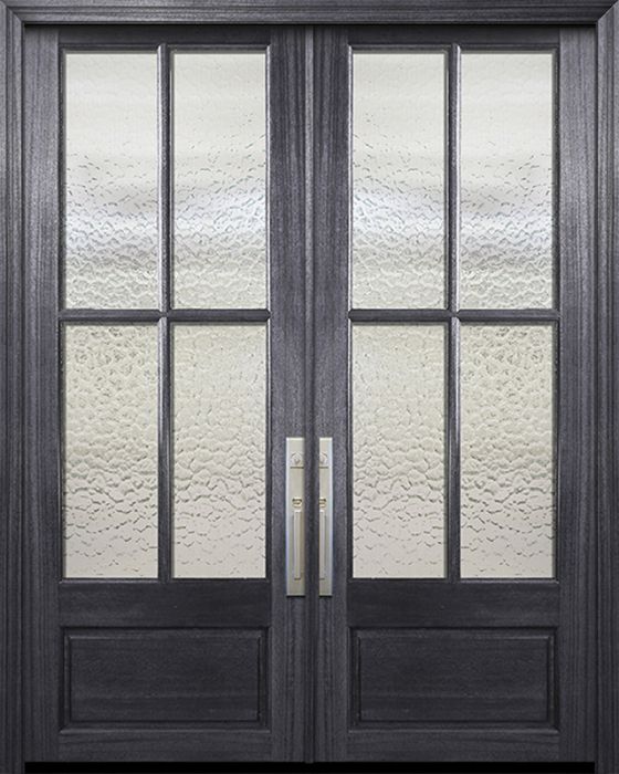 96" Double 4 Lite TDL DoorCraft Mahogany Door w/Textured Glass
