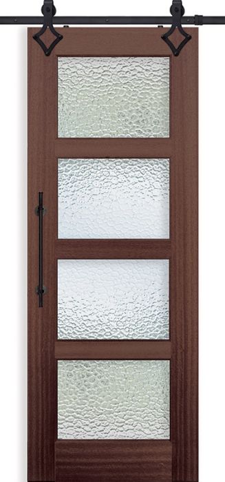 96" Mahogany Continental 4 Lite Single Barn Door